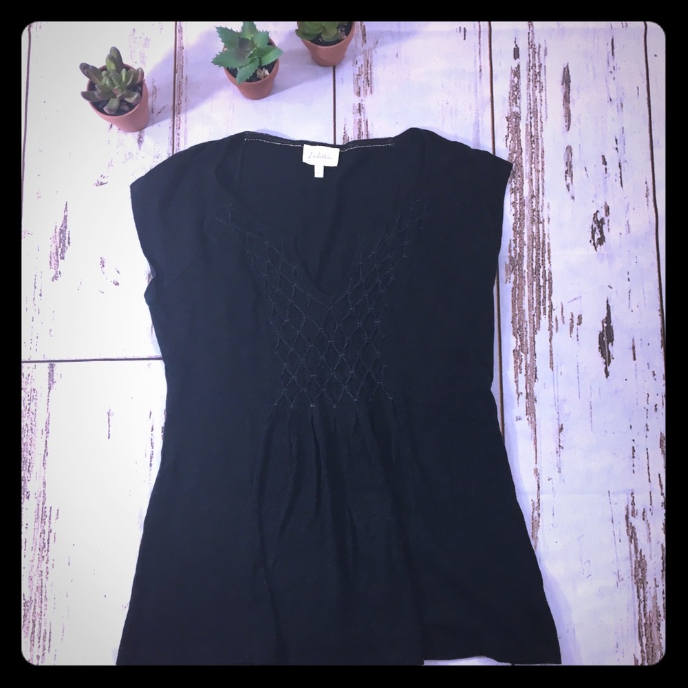 Anthropologie Deletta capsleeve tunic black XS